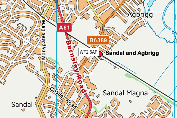 WF2 6AF map - OS VectorMap District (Ordnance Survey)