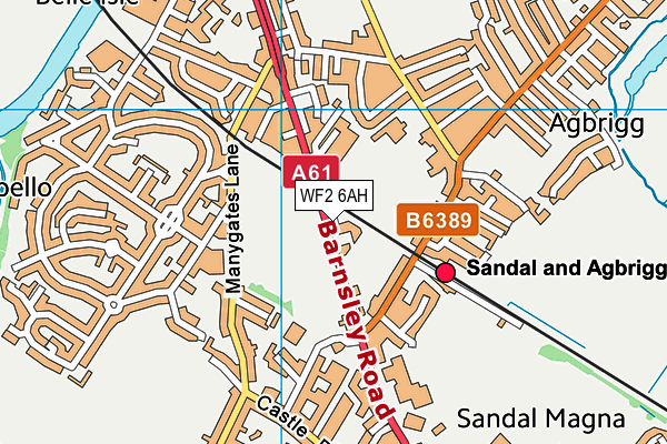 WF2 6AH map - OS VectorMap District (Ordnance Survey)