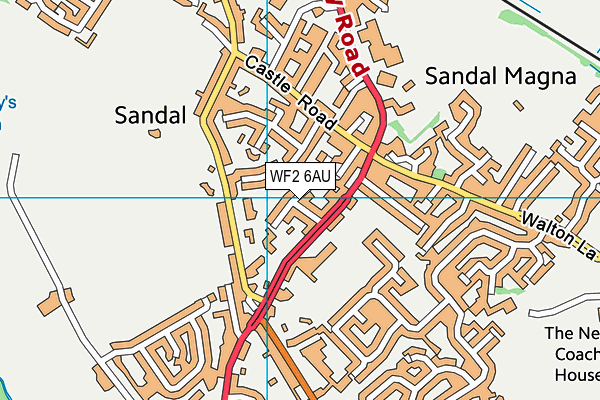 WF2 6AU map - OS VectorMap District (Ordnance Survey)