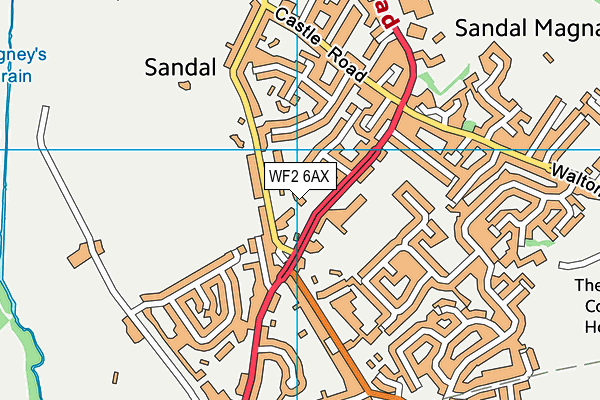 WF2 6AX map - OS VectorMap District (Ordnance Survey)