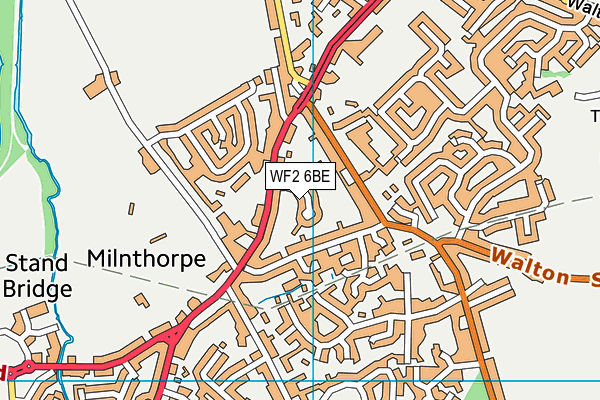WF2 6BE map - OS VectorMap District (Ordnance Survey)