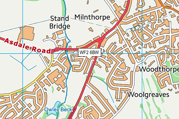 WF2 6BW map - OS VectorMap District (Ordnance Survey)