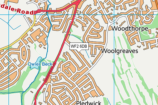 WF2 6DB map - OS VectorMap District (Ordnance Survey)