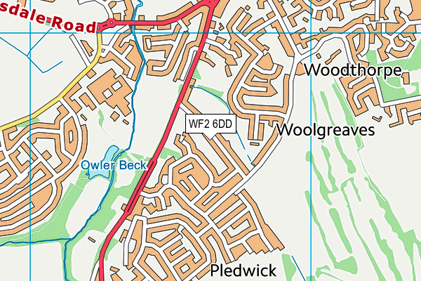 WF2 6DD map - OS VectorMap District (Ordnance Survey)