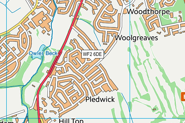 WF2 6DE map - OS VectorMap District (Ordnance Survey)