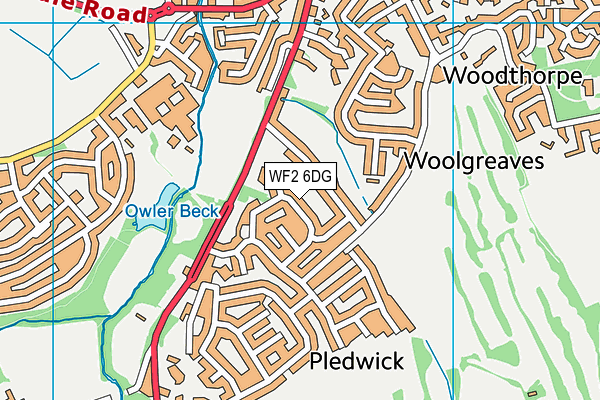 WF2 6DG map - OS VectorMap District (Ordnance Survey)