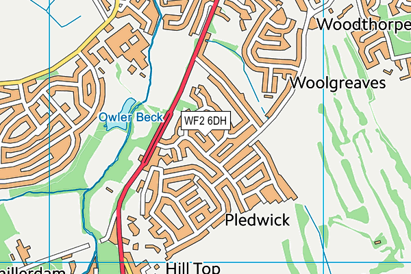 WF2 6DH map - OS VectorMap District (Ordnance Survey)
