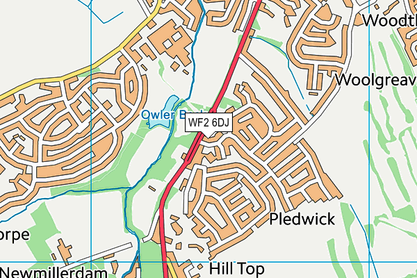 WF2 6DJ map - OS VectorMap District (Ordnance Survey)