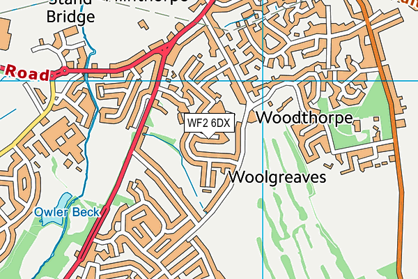 WF2 6DX map - OS VectorMap District (Ordnance Survey)