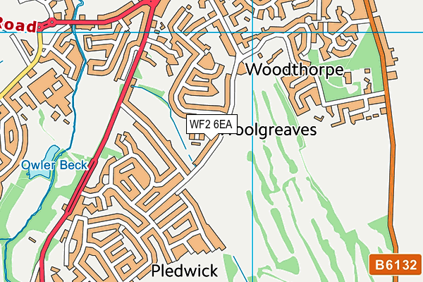 WF2 6EA map - OS VectorMap District (Ordnance Survey)