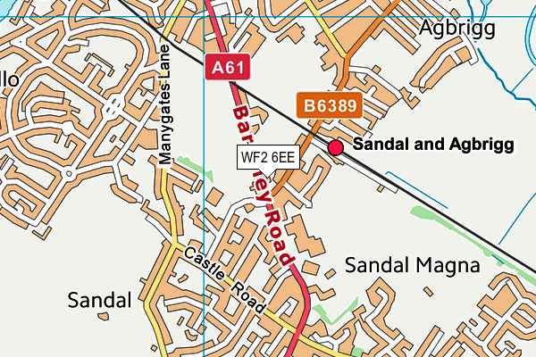 Sandal Cricket Club map (WF2 6EE) - OS VectorMap District (Ordnance Survey)