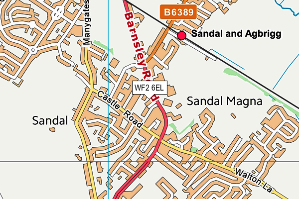 WF2 6EL map - OS VectorMap District (Ordnance Survey)