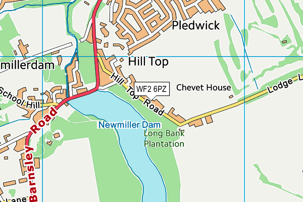 WF2 6PZ map - OS VectorMap District (Ordnance Survey)