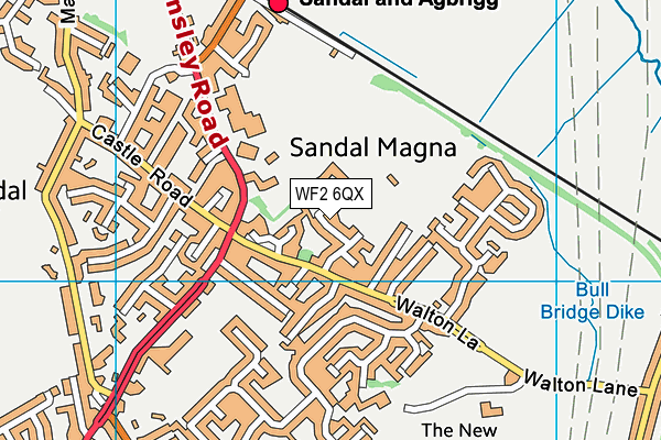 WF2 6QX map - OS VectorMap District (Ordnance Survey)