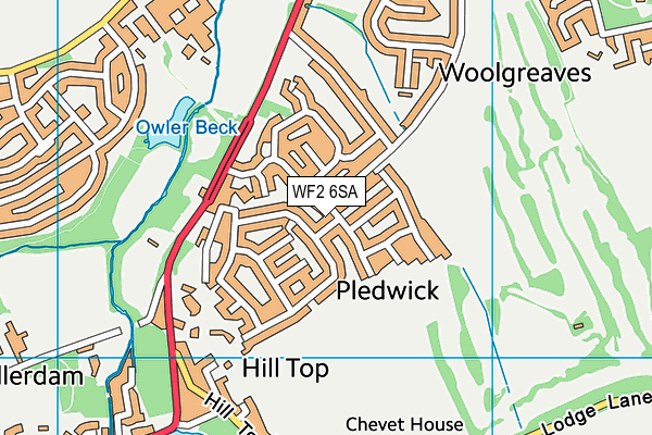 WF2 6SA map - OS VectorMap District (Ordnance Survey)