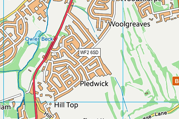 WF2 6SD map - OS VectorMap District (Ordnance Survey)
