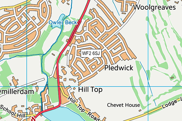 WF2 6SJ map - OS VectorMap District (Ordnance Survey)