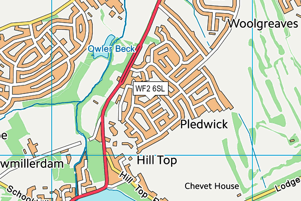 WF2 6SL map - OS VectorMap District (Ordnance Survey)