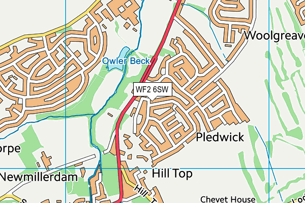 WF2 6SW map - OS VectorMap District (Ordnance Survey)