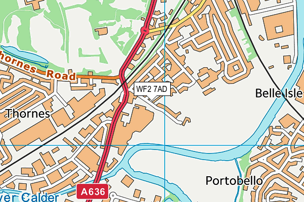 WF2 7AD map - OS VectorMap District (Ordnance Survey)