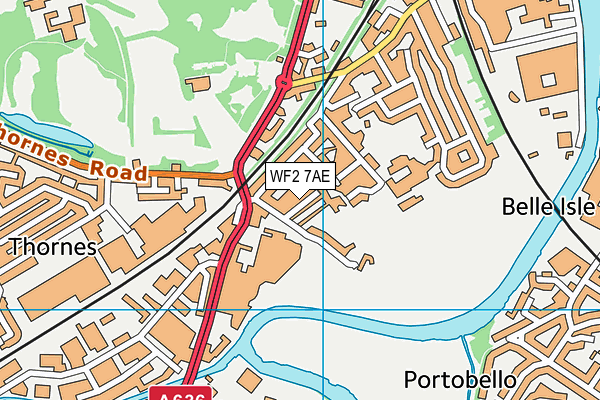 WF2 7AE map - OS VectorMap District (Ordnance Survey)