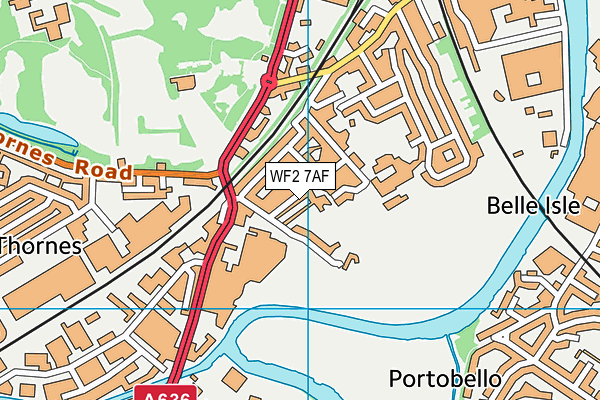 WF2 7AF map - OS VectorMap District (Ordnance Survey)