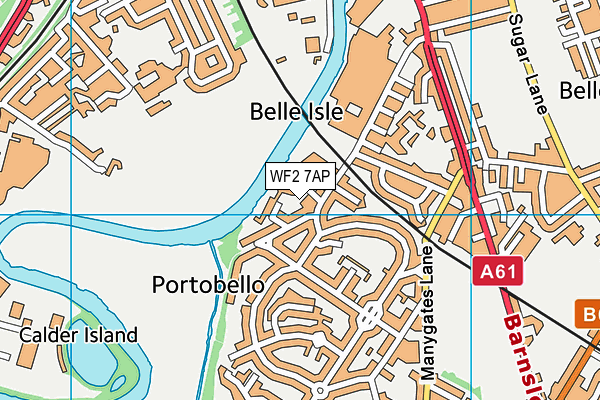 WF2 7AP map - OS VectorMap District (Ordnance Survey)