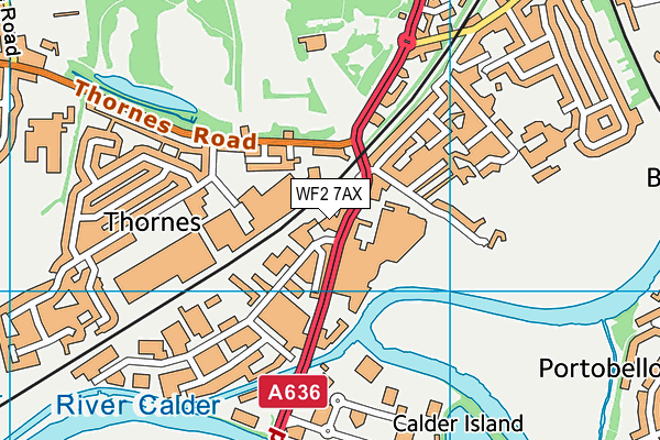 WF2 7AX map - OS VectorMap District (Ordnance Survey)