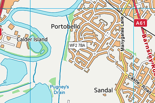 WF2 7BA map - OS VectorMap District (Ordnance Survey)