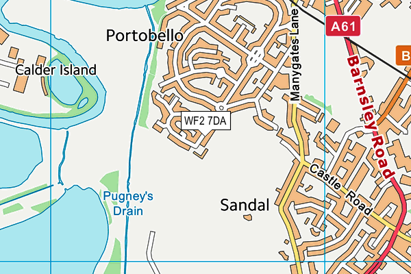 WF2 7DA map - OS VectorMap District (Ordnance Survey)