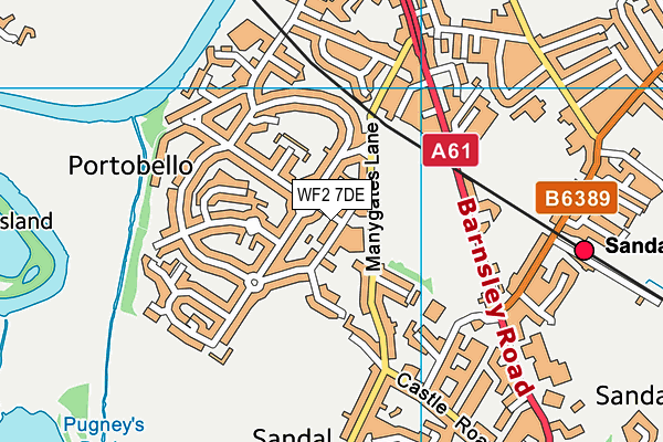 WF2 7DE map - OS VectorMap District (Ordnance Survey)