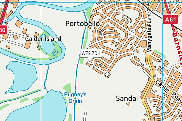 WF2 7DH map - OS VectorMap District (Ordnance Survey)