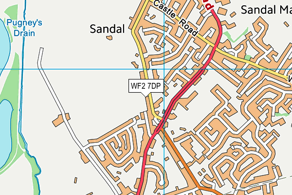 WF2 7DP map - OS VectorMap District (Ordnance Survey)