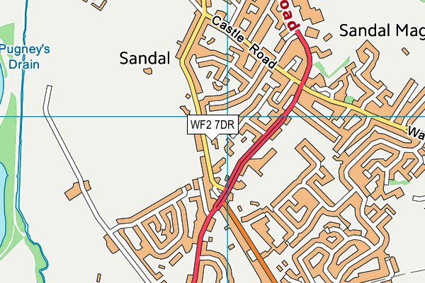 WF2 7DR map - OS VectorMap District (Ordnance Survey)