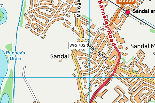 WF2 7DS map - OS VectorMap District (Ordnance Survey)
