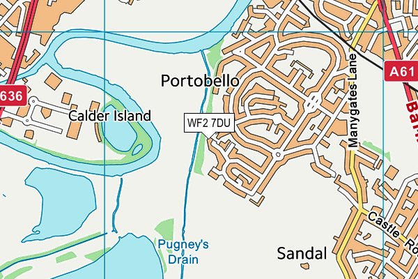 WF2 7DU map - OS VectorMap District (Ordnance Survey)