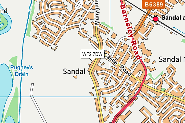 WF2 7DW map - OS VectorMap District (Ordnance Survey)