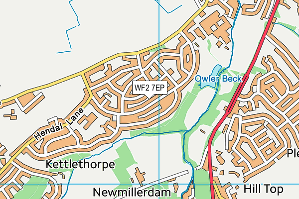 WF2 7EP map - OS VectorMap District (Ordnance Survey)