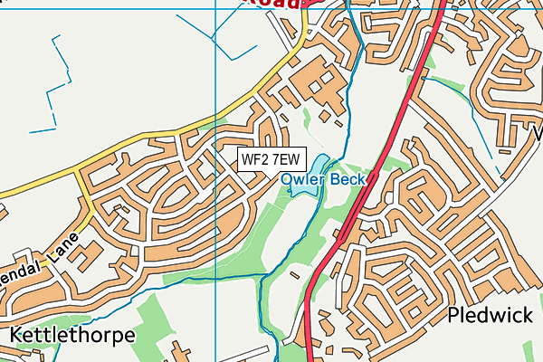 WF2 7EW map - OS VectorMap District (Ordnance Survey)