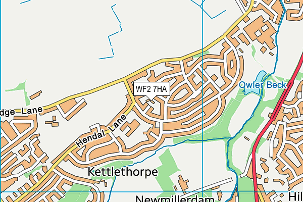 WF2 7HA map - OS VectorMap District (Ordnance Survey)