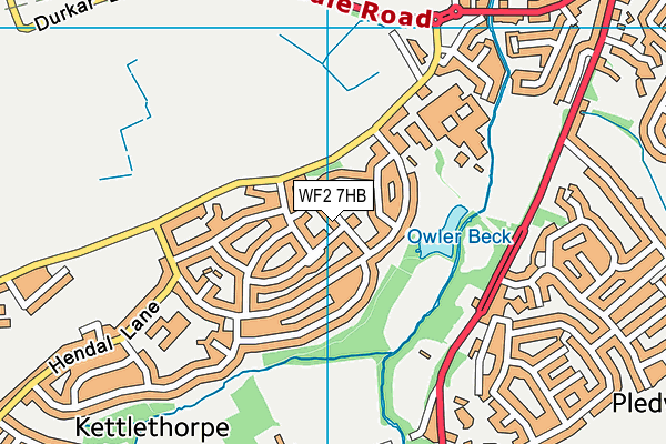 WF2 7HB map - OS VectorMap District (Ordnance Survey)