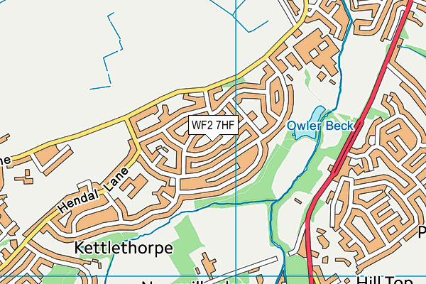 WF2 7HF map - OS VectorMap District (Ordnance Survey)