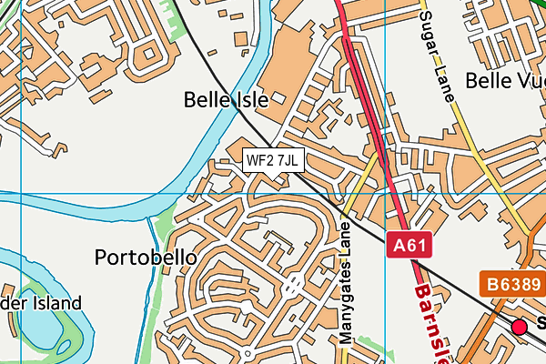 WF2 7JL map - OS VectorMap District (Ordnance Survey)