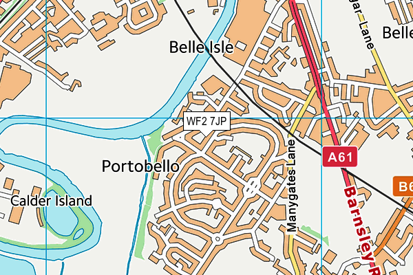 WF2 7JP map - OS VectorMap District (Ordnance Survey)