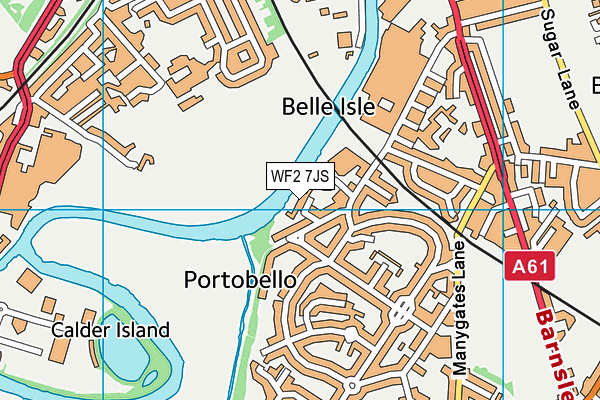 WF2 7JS map - OS VectorMap District (Ordnance Survey)