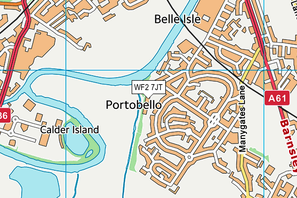 WF2 7JT map - OS VectorMap District (Ordnance Survey)