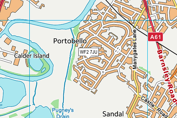 WF2 7JU map - OS VectorMap District (Ordnance Survey)