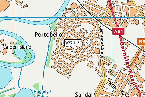 WF2 7JZ map - OS VectorMap District (Ordnance Survey)