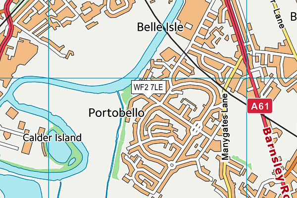 WF2 7LE map - OS VectorMap District (Ordnance Survey)