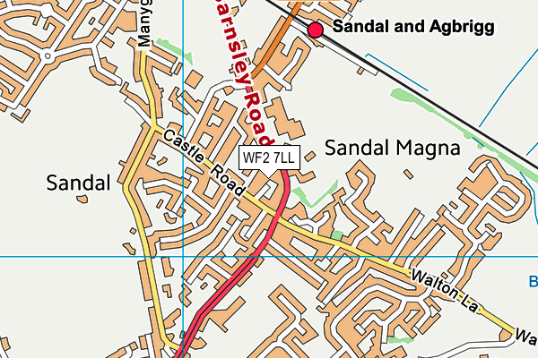 WF2 7LL map - OS VectorMap District (Ordnance Survey)